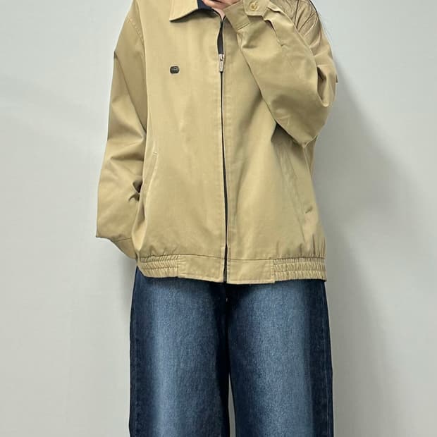 라코스테 금장 베이지 해링턴 스윙톱 자켓