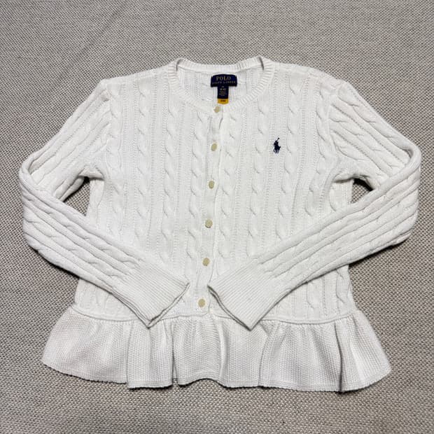 폴로 랄프로렌 화이트 케이블 니트 가디건