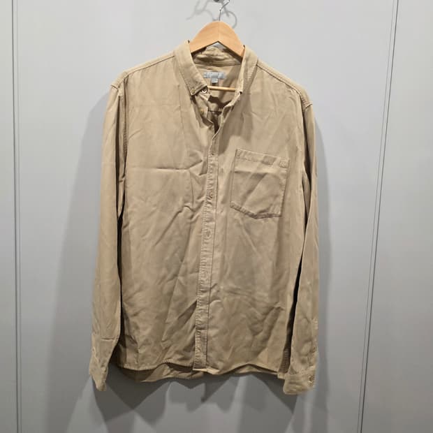 코스(COS) 노카라 긴팔 셔츠 베이지