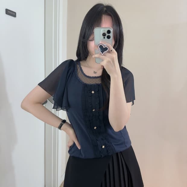 일본 빈티지 엑스즈팜 블라우스 페어리 쉬폰 레이스