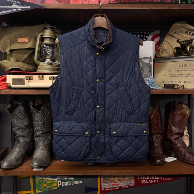 폴로 랄프로렌 신형 라벨 넥 버클 클래식 퀼팅 베스트 퀄팅