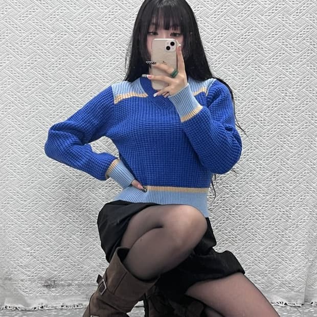 유니클로X마르니 레트로 키치 팝콘 뜨개 니트 L C10622