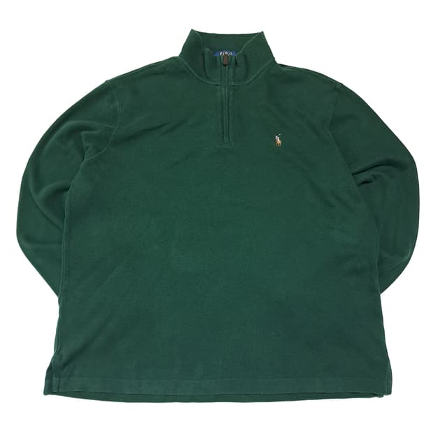 CL832 L 폴로 에스테이트립 가죽풀러 포레스트그린 하프집업 스웻셔츠