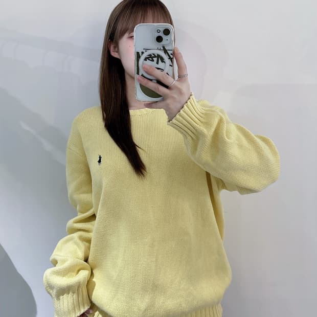 폴로랄프로렌 네이비포니 레몬 니트