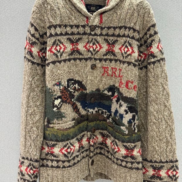 더블알엘 핸드니트 숄카라 가디건 / L