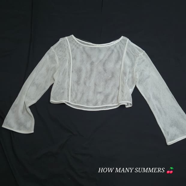 GU 지유 Y2K 메쉬 네트 크롭 긴팔 빈티지 커버업 비치웨어 여름 시스