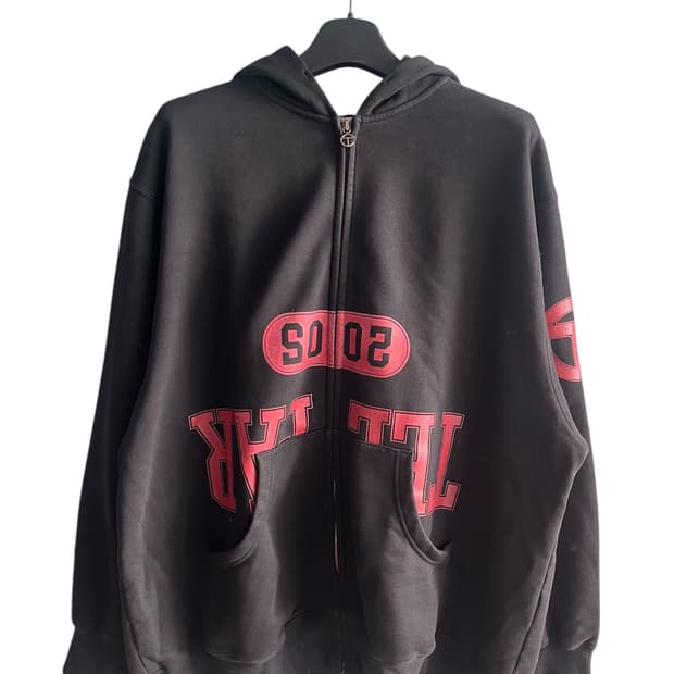 [XL/2XL] 텔파 빈티지 크랙로고 후드집업 블랙