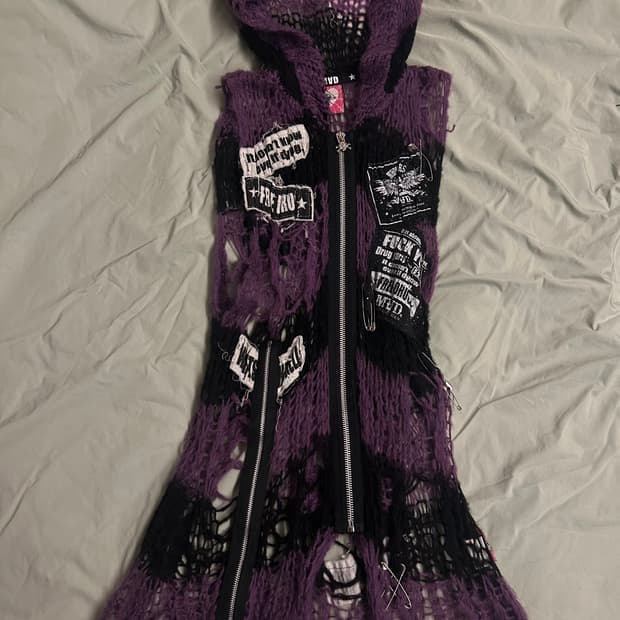 매드펑크 고양이 니트 집업