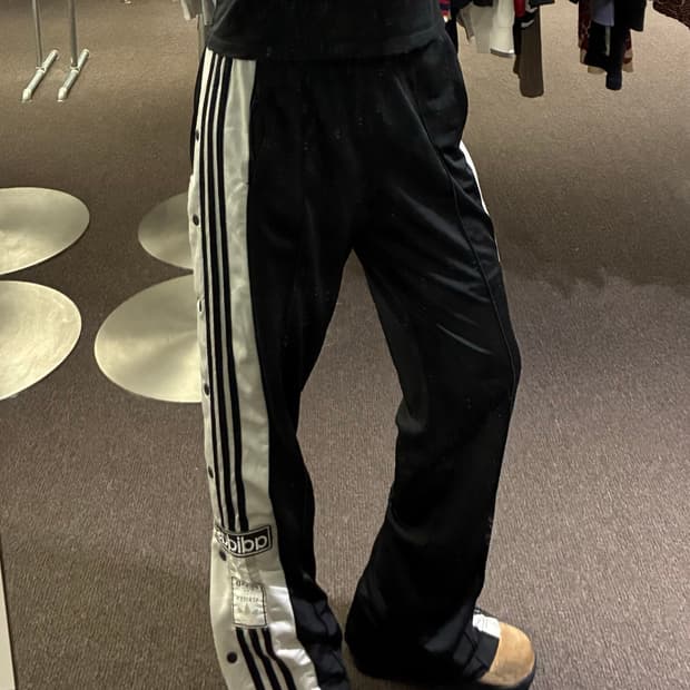 S)Adidas 빈티지 여성 단추 디테일 일자핏 트랙팬츠