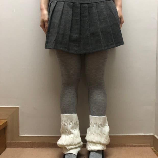 빈티지 그레이 플리츠 미니 스커트