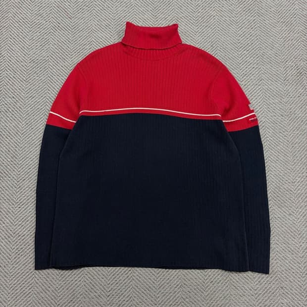 폴로진스 터틀넥 배색 니트 v3084 