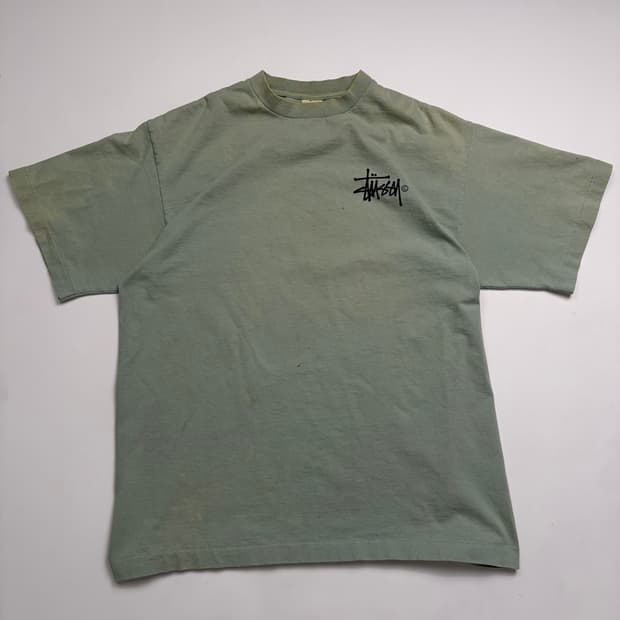 90s Stussy Big Logo Tee (sage green)