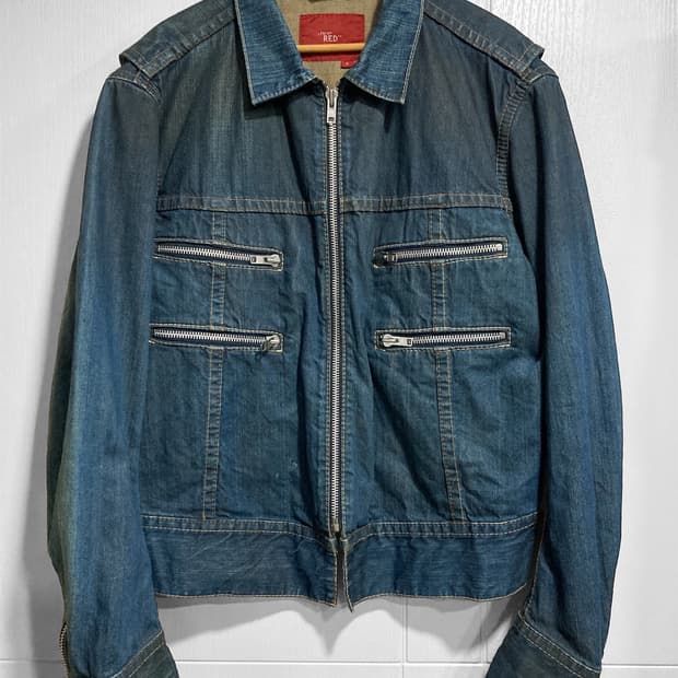 2003ss 리바이스 레드 멀티지퍼 데님 자켓