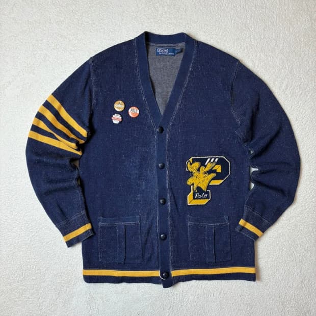 폴로 랄프로렌 00's 피그먼트 레터맨 니트 가디건 PN6371