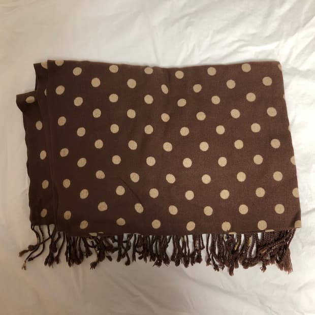 빈티지 모리걸 도트 땡땡이 브라운 목도리 머플러