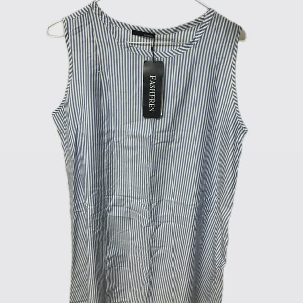 새상품 Fashfren 언발란스 롱셔츠 나시원피스