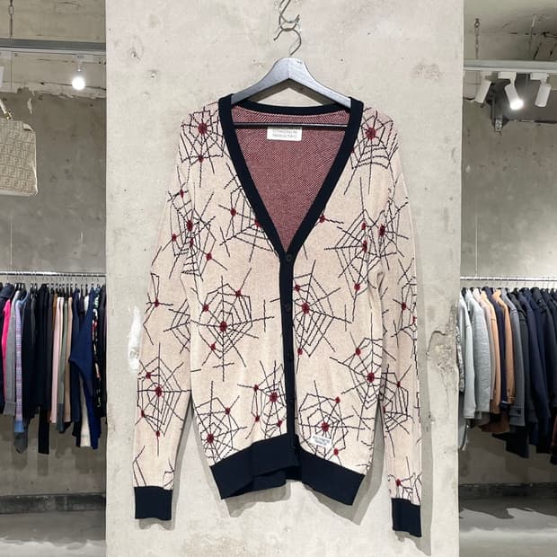 와코 마리아 17F/W 베이지 스파이더 넷 니트 가디건