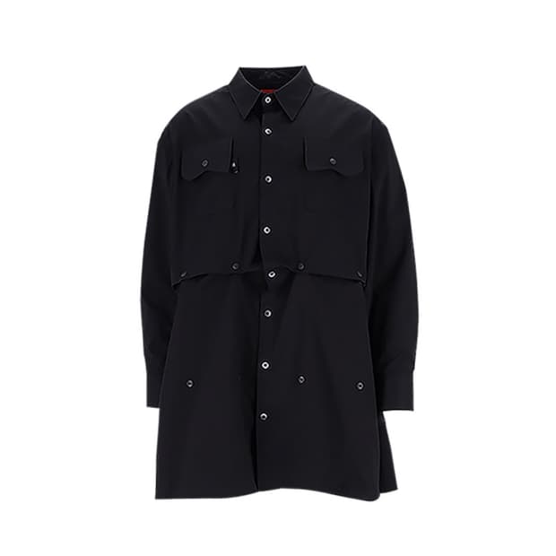 (레큘리) 롱 하프 체인지 스냅셔츠 black
