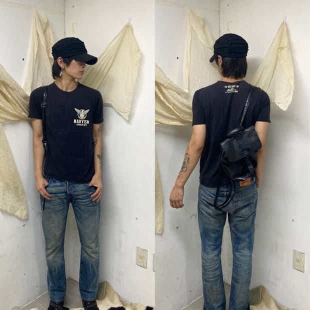 [Avirex]Avirex Print Black Tee