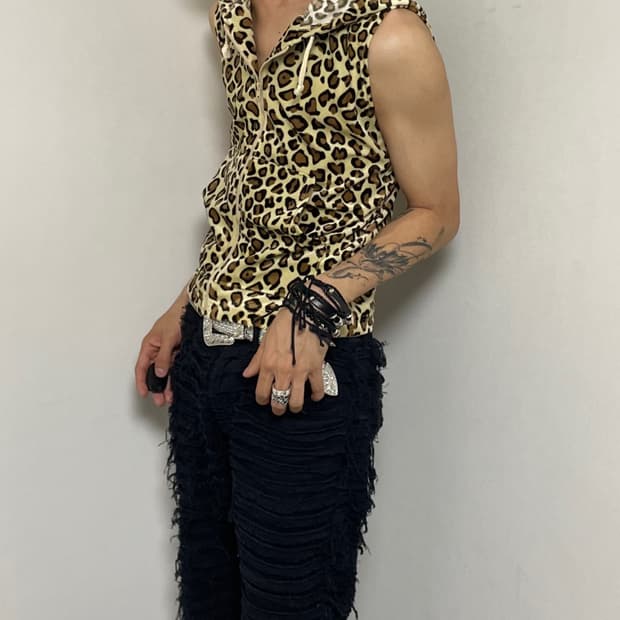 Leopard hood vest