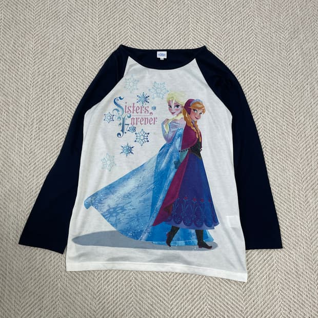 디즈니 엘사 x 안나 포트레이트 래글런 티셔츠 