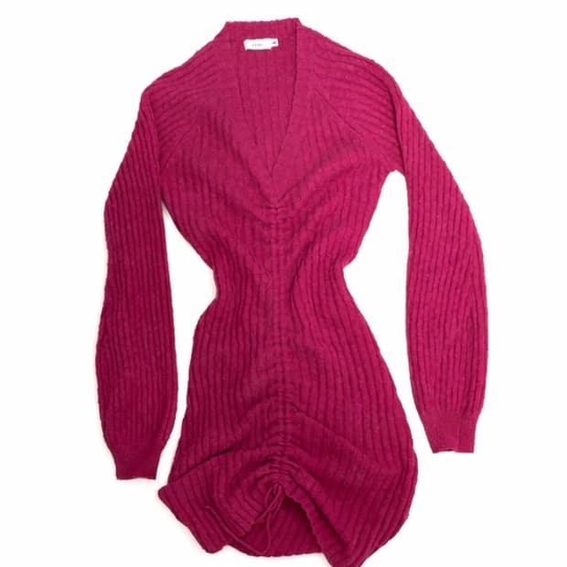 핫핑크 니트 원피스 갸루 펑크 모리