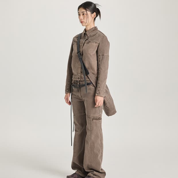 SYMM Side Pocket Flared Pants (Brown)