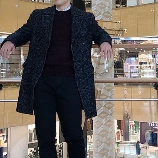 마시모두띠남성헤링본코트