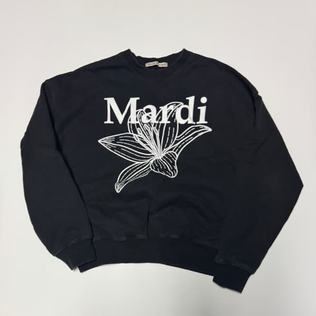 여성 마르디메크르디 플라워 오버핏 맨투맨 F 블랙