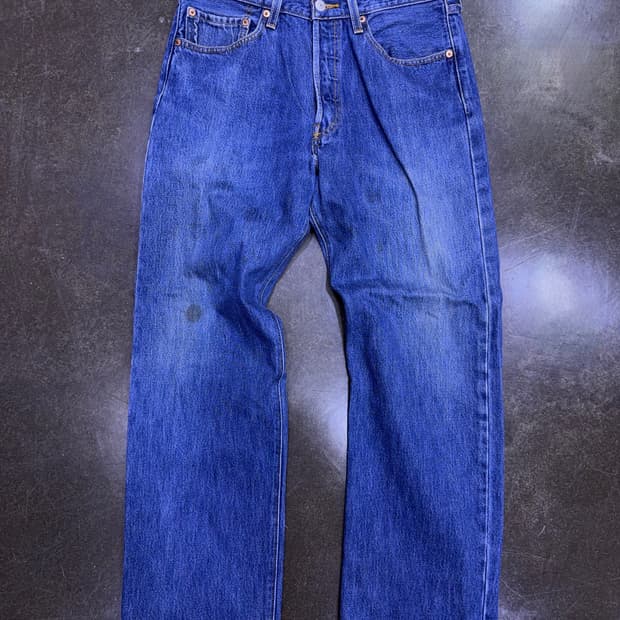 리바이스 501 00's 레귤러핏 빈티지 워싱 지퍼 커스텀 데님팬츠 33