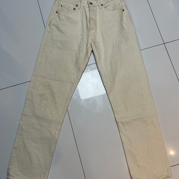 택포15) 본쿠라 66 에크루 셀비지 데님팬츠 크림진 29