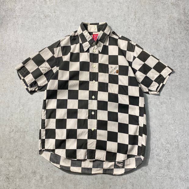 [S] A BATHING APE 베이프 체커보드 반팔셔츠