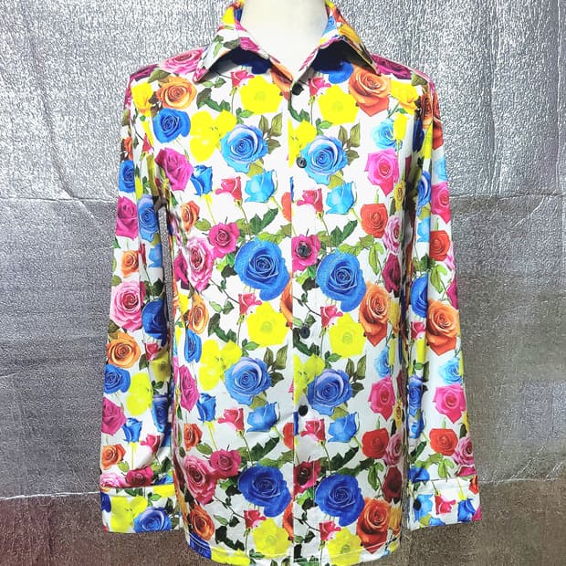 ♤필독♤ 빈티지 장미 실크 셔츠