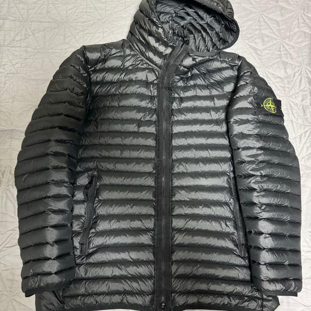 [XL] 스톤아일랜드 룸우븐 경량패딩 후드 집업 자켓 롱패딩