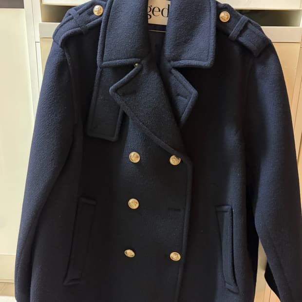 ged 네이비 더블 울 코트