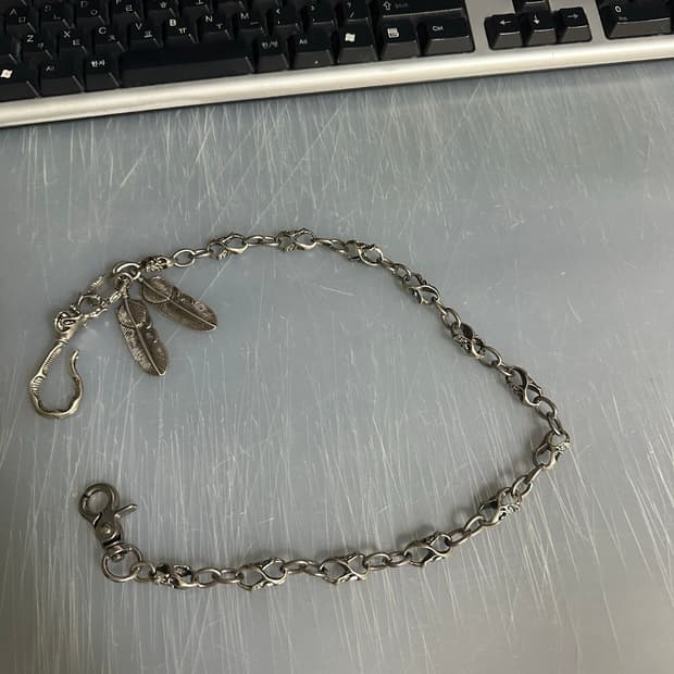 발리 엔틱실버 컬러 해골 체인 57cm 새상품