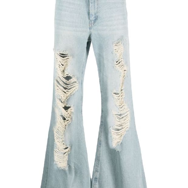 Egonlab 아토믹 와이드 플레어 데님 디스트로이드 s