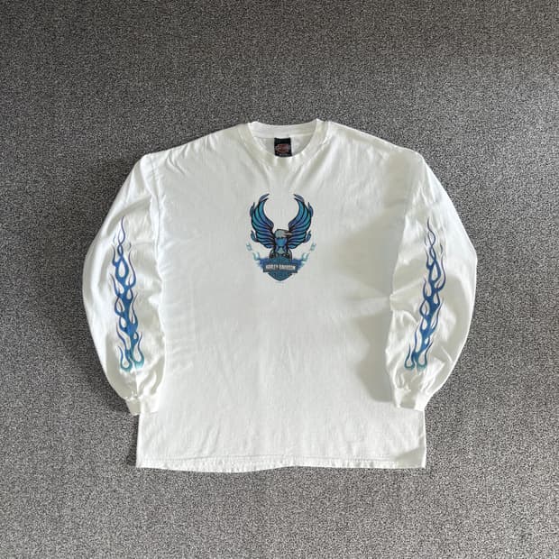 빈티지 할리데이비슨 플레임 롱슬리브 티셔츠