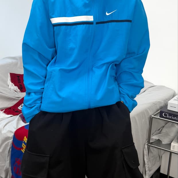 나이키 테니스 라인 스카이블루 바람막이 XL