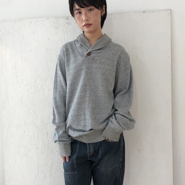 vintage shawl collar sweatshirt top