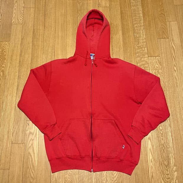 [XL] 90s USA 빈티지 러셀 후드집업 레드