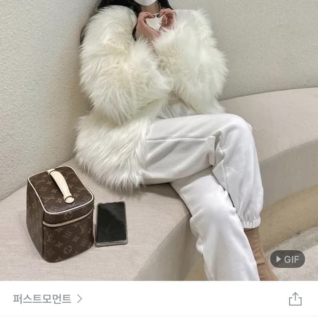 폭스 샤기퍼 자켓 아이보리