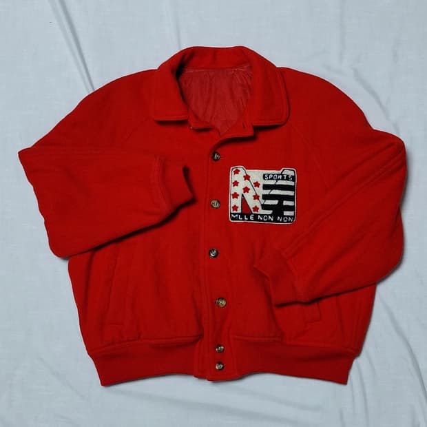 [빈티지] 마드모아젤 논논(Mlle NON NON) 울 스타디움 자켓