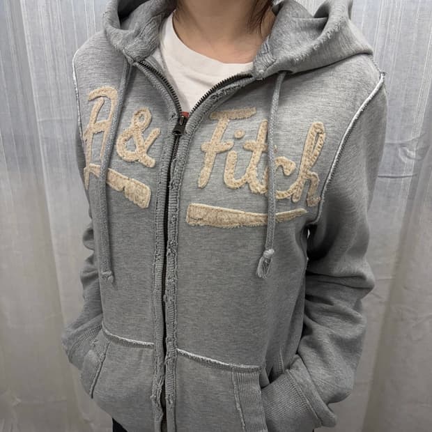 아베크롬비 로고 회색 후드집업 후드티