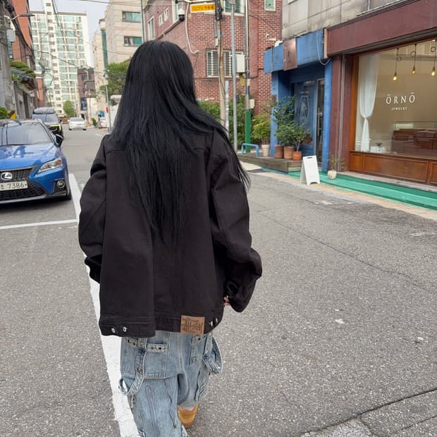 스투시 워크기어 오버핏 데님 자켓
