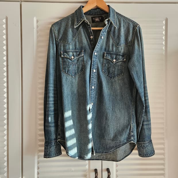 RRL 더블알엘 인디고 버팔로 웨스턴 셔츠 블루 판매합니다.