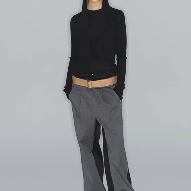 오픈와이와이 프론트 스트라이프 레이어드 팬츠