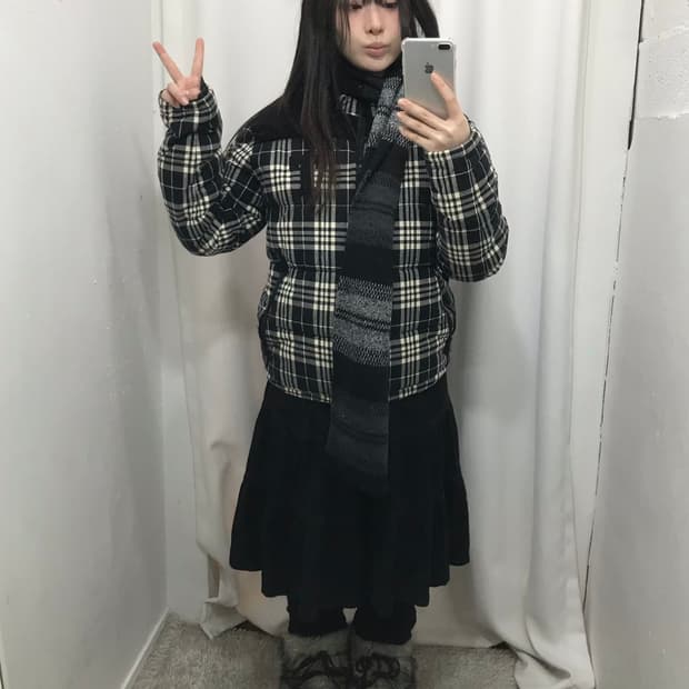 체크 패딩 코디 세트 🤍