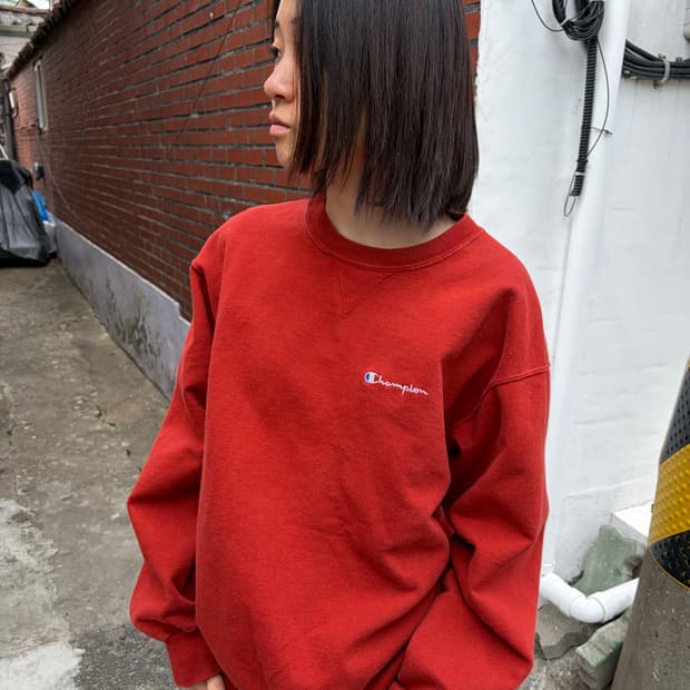 CHAMPION 레드/오렌지 스웨트셔츠 L