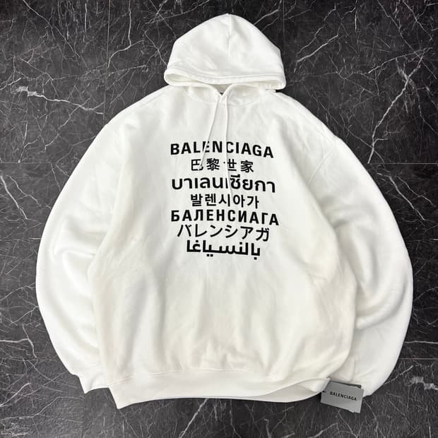 (새상품택)-발렌시아가 멀티 랭귀지 프린티드 후디